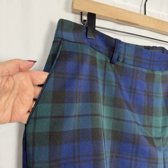Tahari Women’s Blackwatch Plaid Trouser Pants Black Green 14 Holiday Classic NYE - Picture 7 of 10